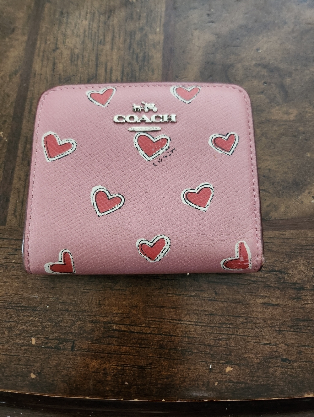Coach small wallet hearts print